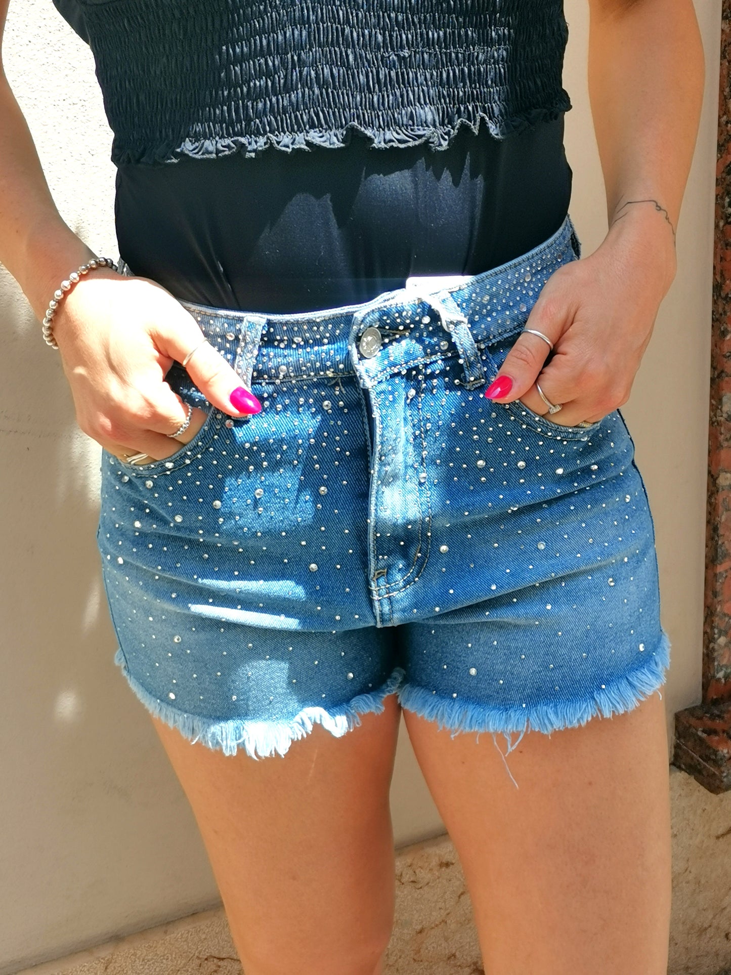 Shorts jeans shiny