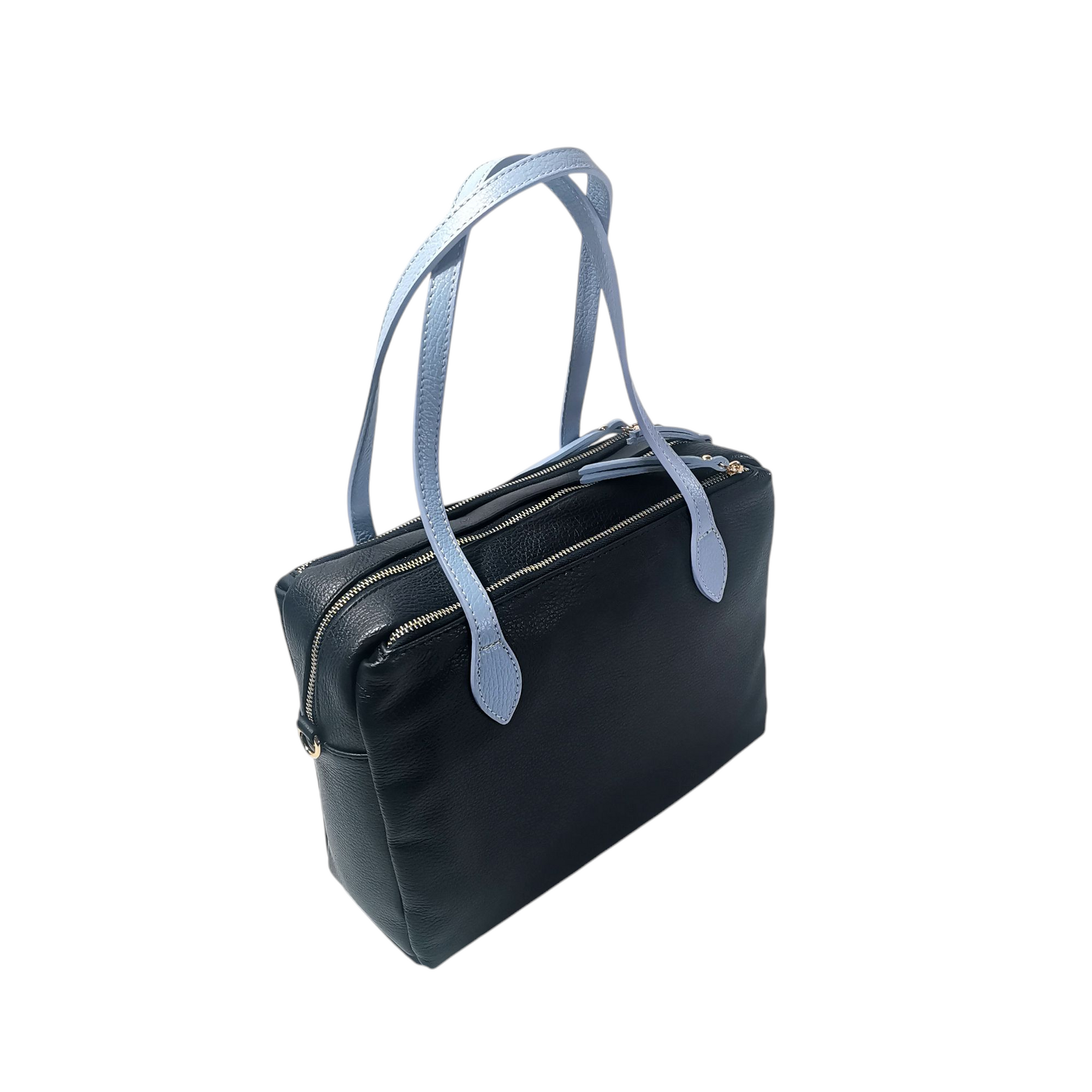 Borsa in pelle mod. Victoria (blu)