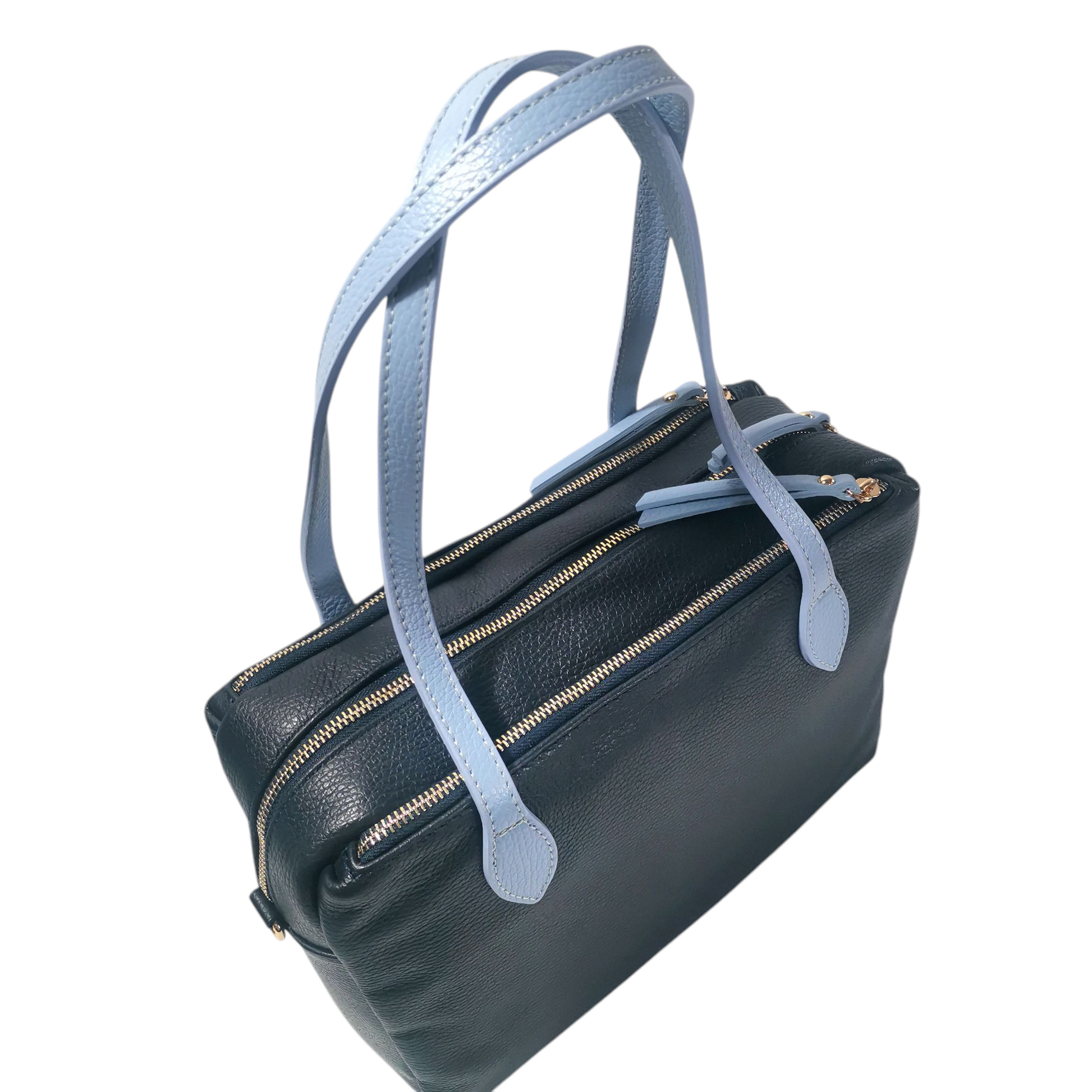 Borsa in pelle mod. Victoria (blu)